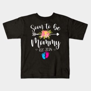 Soon To Be Mommy Est 2024 Pregnancy Announcement New Mom Kids T-Shirt
